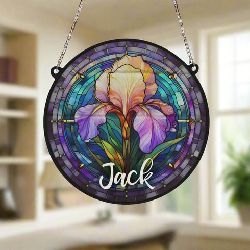 Iris Personalised Stained Glass Effect Suncatcher